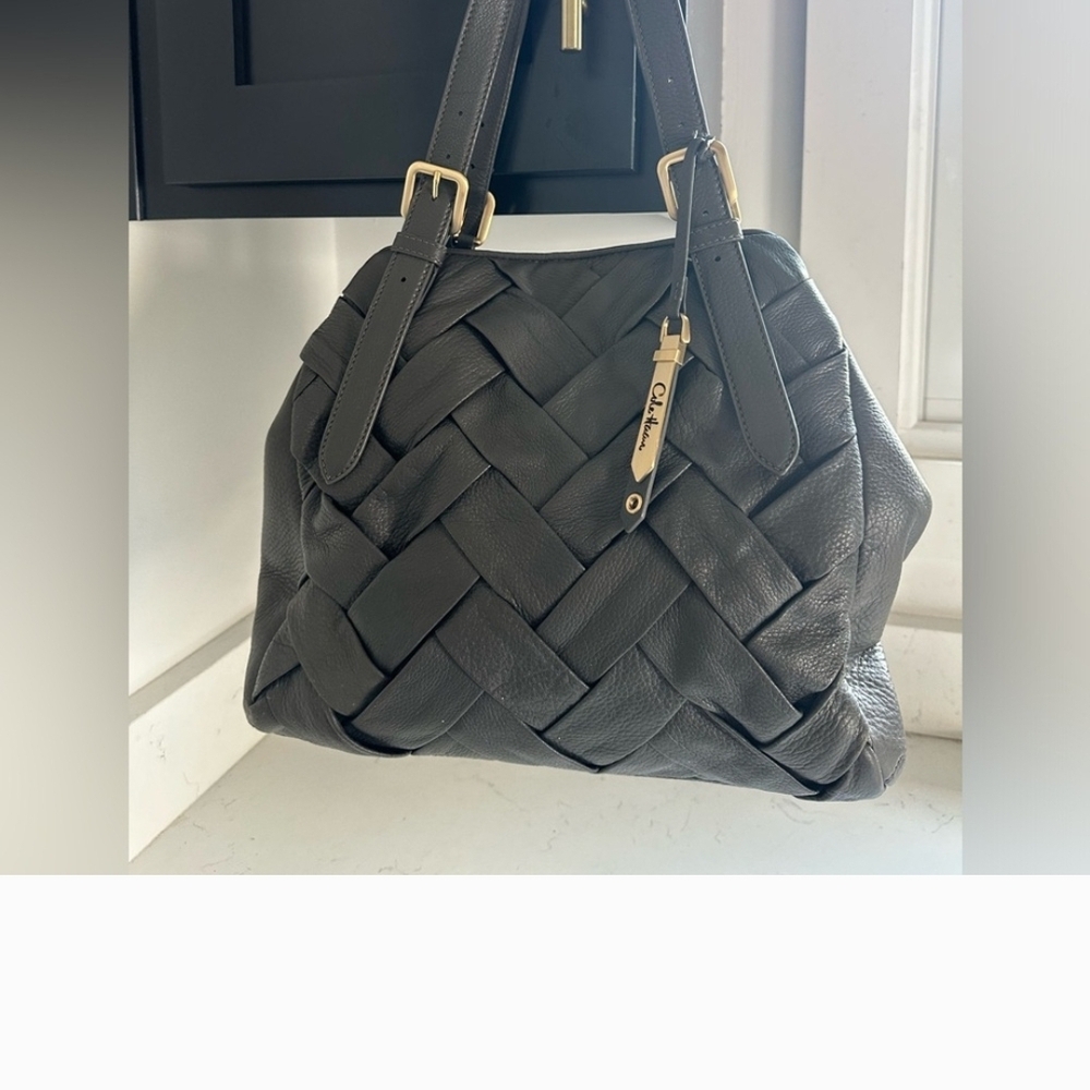 Cole Haan Woven Gray Leather Tote - Picture 3 of 13